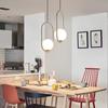 Lampes suspendues en forme de boule de verre, abat-jour blanc laiteux, lampe suspendue LED moderne pour salon, lampe suspendue en laiton/noir/chrome