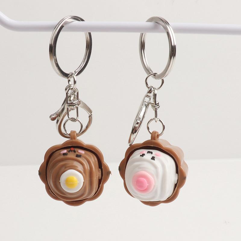 Steamer Bun Clicker Keychain Soft Slow Rebound Stress Relief Toy Mini Kneading Decompression Pendant For Keys Bag Decoration