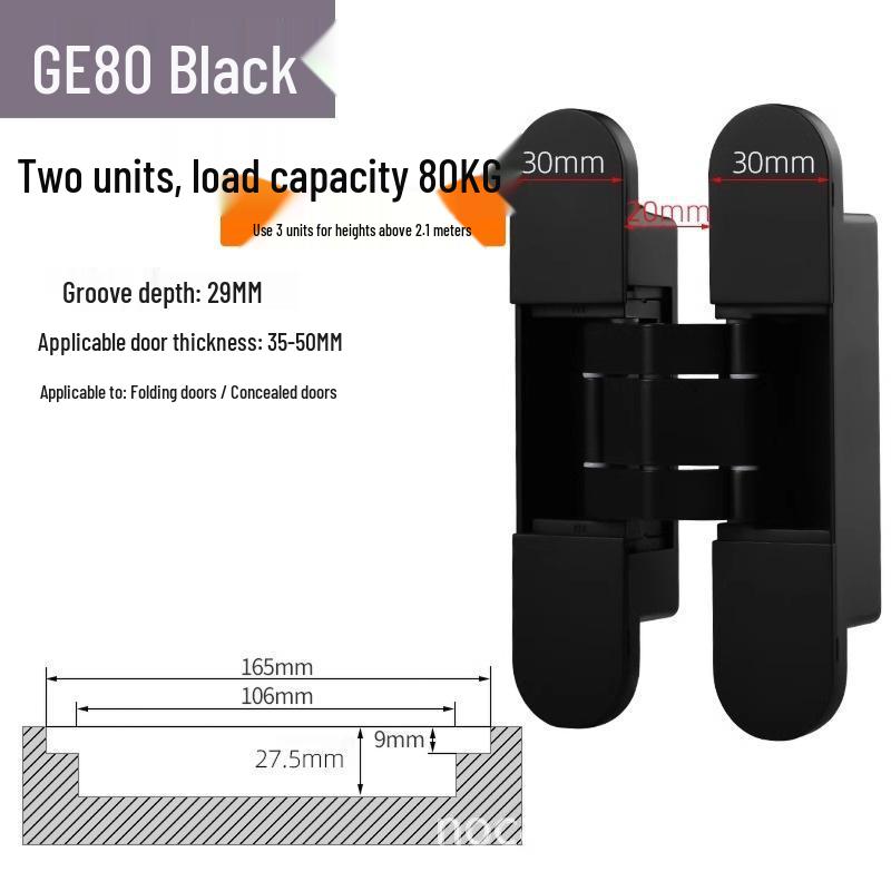 3D Adjustable 180° Concealed Invisible Folding Door Hinge