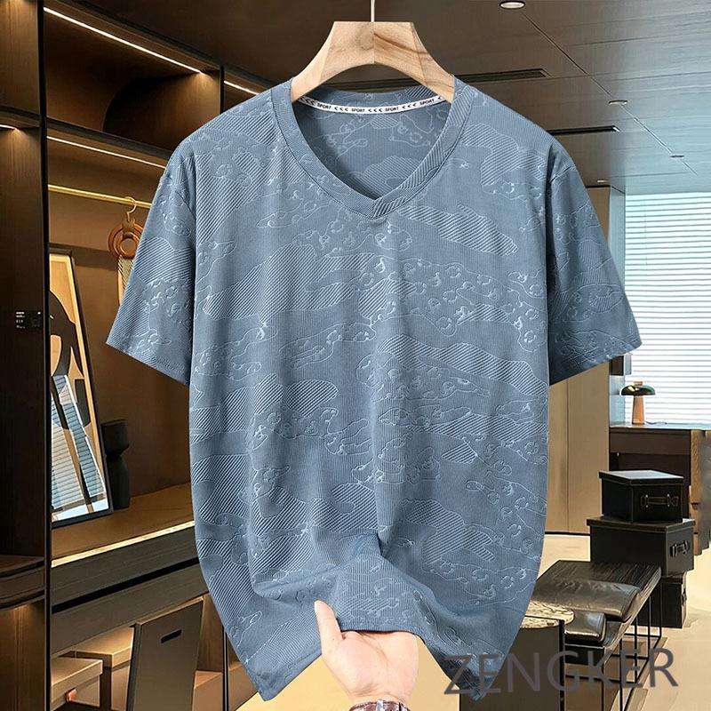 Camiseta Casual de Verano con Cuello Redondo y Manga Corta para Hombre Fina Moderna Guapo Holgada Talla Grande Gordo Casual 12xl 185kg Ropa de Hombre