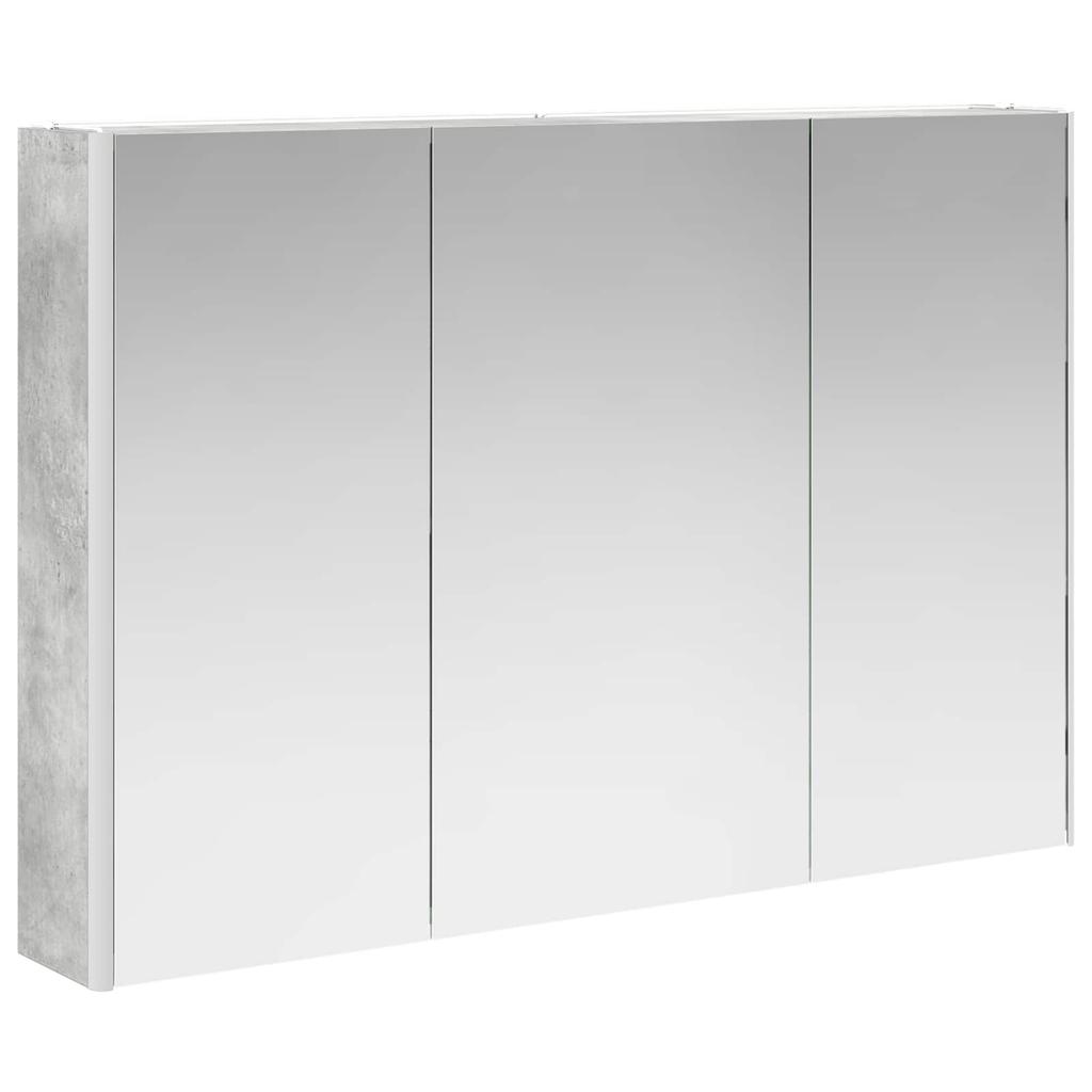 Bathroom Furniture Set 4 pcs Concrete Grey Engineered Wood and Glass