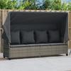 Vidaxl Sun Lounger with Canopy and Cushions, Grey, Poly Rattan