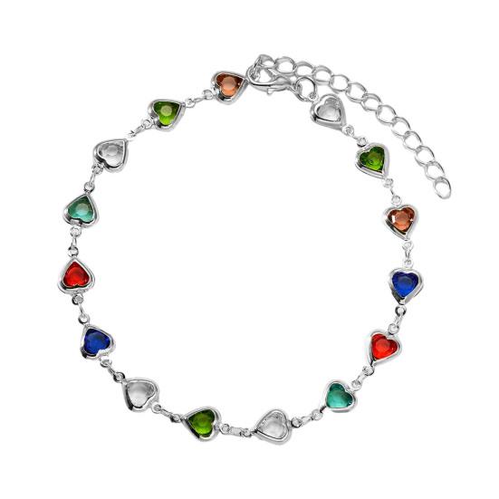 Cubic Zircon Heart Beaded Bracelet for Women Heart Chain Bracelet Bridal Wedding Party