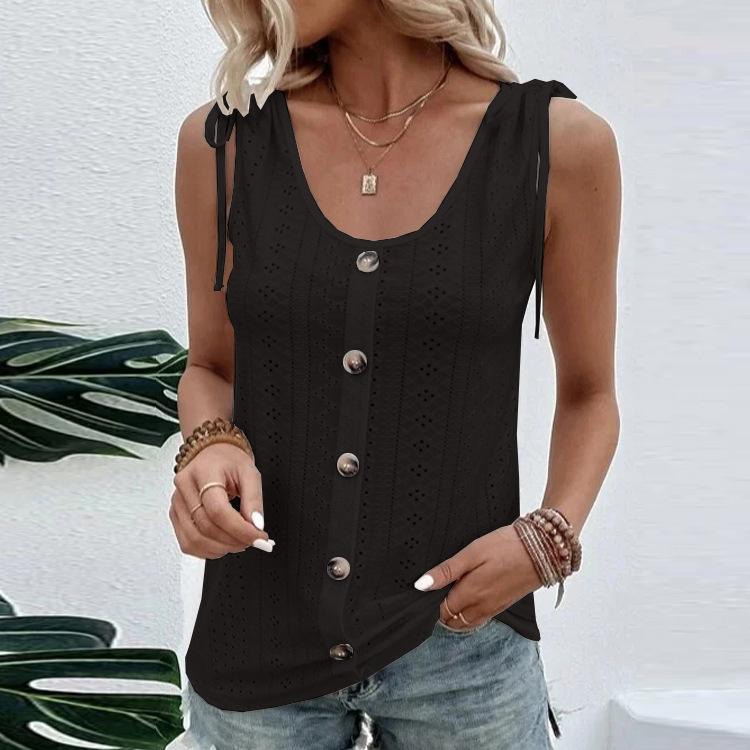 Solid Spring and Summer Women's Sexy Casual U Neck Tank Top