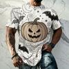 Men's Halloween Vintage Short Sleeve T Shirt Loose Fit Breathable Summer Sports Streetwear Casual Everyday Top with Spider Web Bat Moon Print
