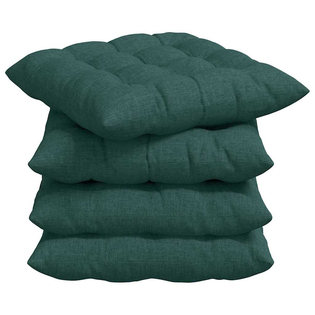 Seat Cushions 4 Pcs Dark Green 40 X 40 X 6 Cm Fabric