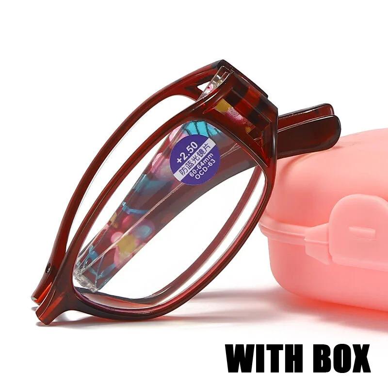 Folding Reading Glasses Anti Blue Light Portable Presbyopia Eyewear Magnifying Lens +100 to +400