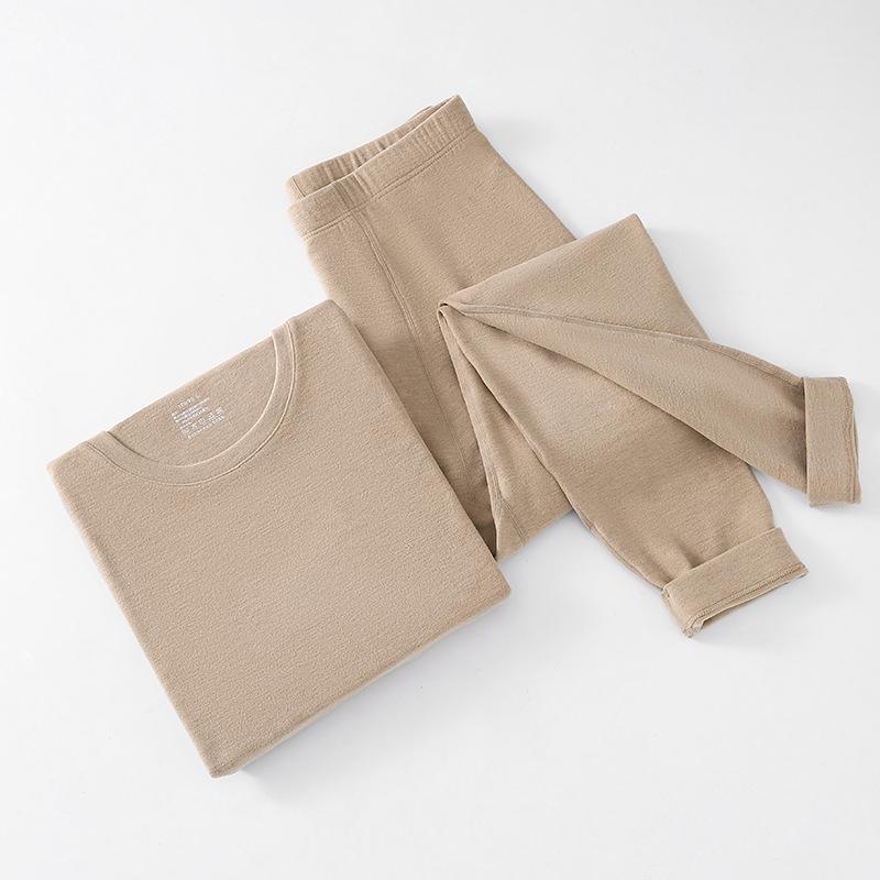 Feather protein German velvet thermal underwear set autumn and winter thickened crew neck bottoming shirt velvet autumn clothes