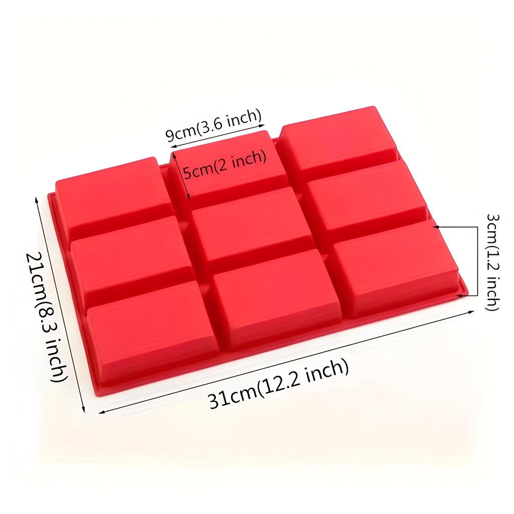 1buc, mini tavă, formă de copt din silicon cu 9 cavități pentru mini prăjitură și pâine, chiflă, pâine de porumb, brownie, brioșă, săpun dreptunghiular