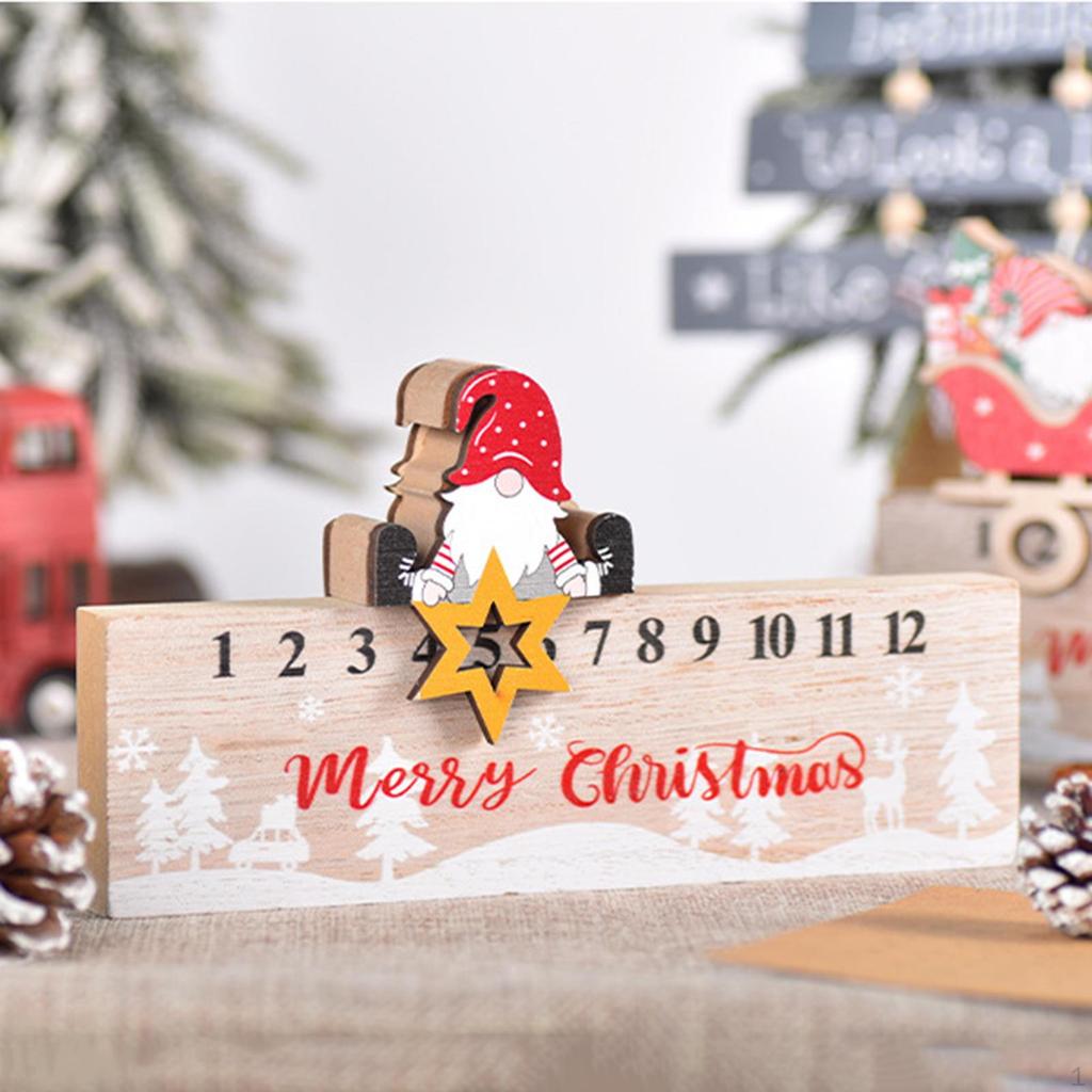 Christmas Decoration Wooden Desk Calendar Ornaments Decorative Xmas