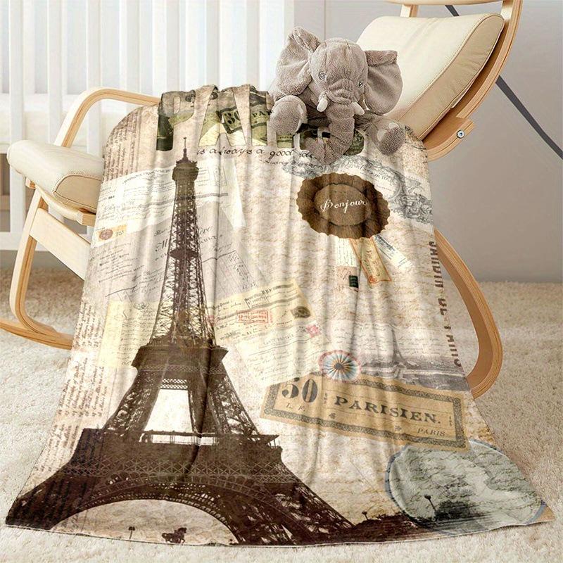 Pink Paris Tower Romantic Travel Flannel Pink Girl Blanket Soft Plush Sofa Nap Blanket