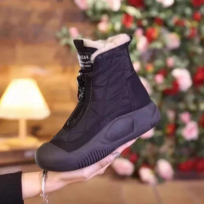 Women Snow Platform Ankle Boots Fur Warm Flats Cotton Shoes Woman Trend Winter New Boots Walking Short Plush Zapatos Female