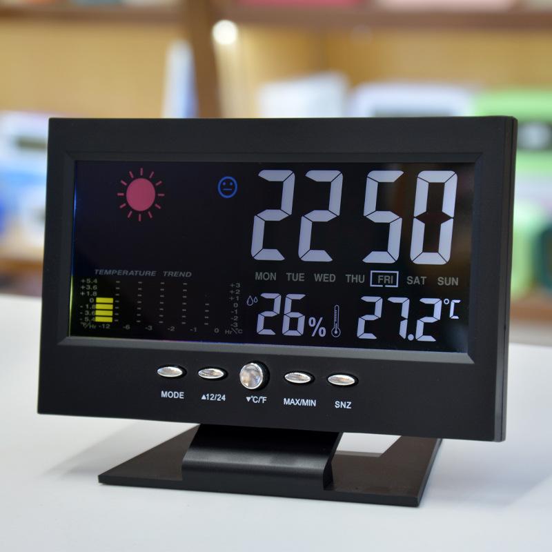 Large-Screen Weather Alarm Clock with Color Display for Temperature and Humidity