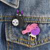 Elegant Enamel Brooch Death Pins With Potion Cat Skull And Candle For Halloween