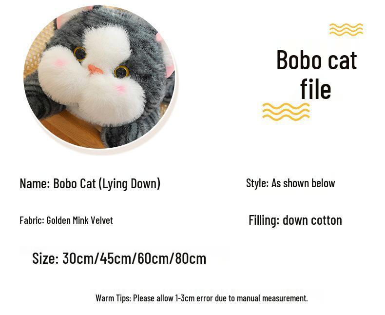 Cute Striped Cat Plush Pillow - Large Hugging Toy & Birthday Gift