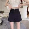 2024 Summer Women's High-Waist Black A-Line Shorts - Plus Size Slim Fit