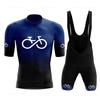 Blue 2025 Gradient Cycling Jersey Set Men New Summer Short Sleeve MTB Bike Clothes Uniform Bicycle Suit Breathable Bicycle Suit
