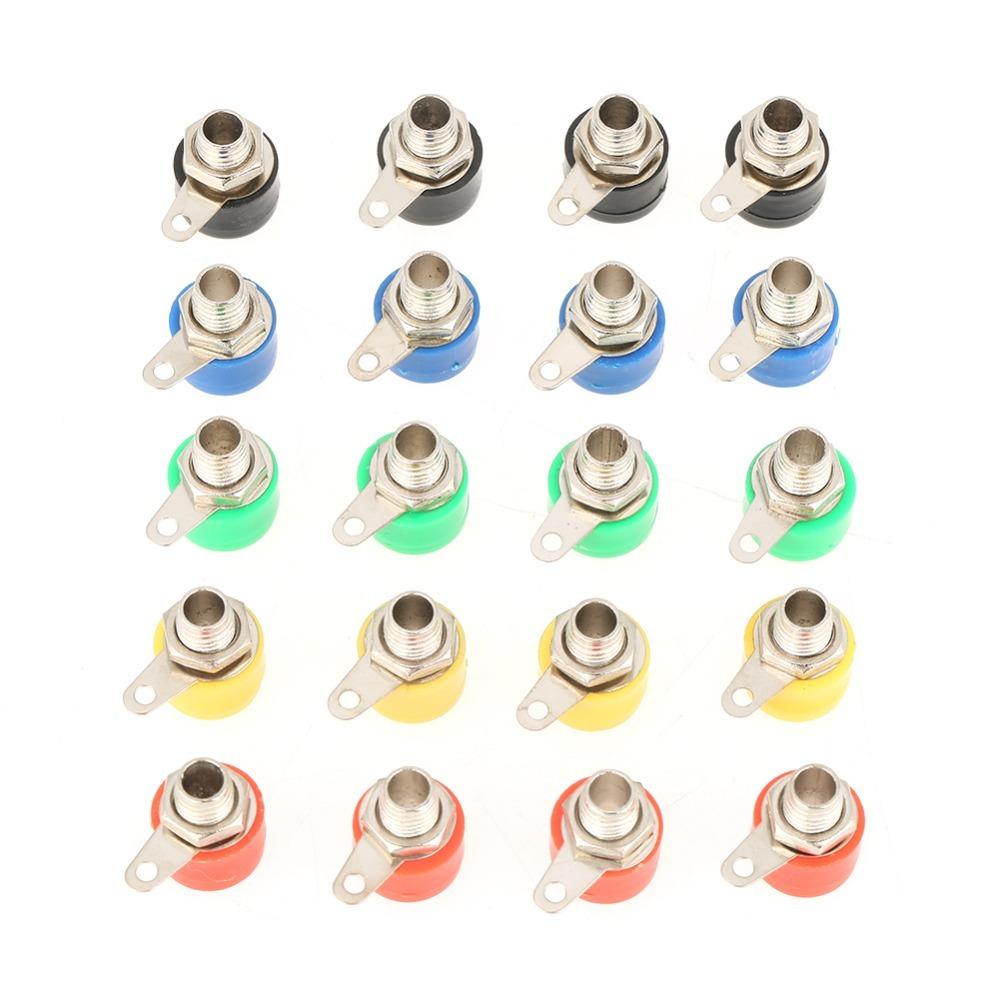 20Pcs 4mm Banana Jack Mixed Colors ABS Material Panel Mount Connectors Insulation Durable Binding Post Panel Terminals