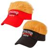 Trump 2024 Hat with Hair Embroidered Baseball Cap Funny Wigs Half Hat Adjustable Yellow Wig Hat Breathable for Outdoor Sports