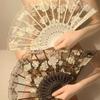 Elegant Chinese Lace Rose Folding Fan for Women - Summer Dance and Traditional Fairy Style