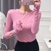 Damsexiga kläder Mjuk och lätt frestande Slim fit och rund hals Bas-skjorta Trendig t-shirttopp