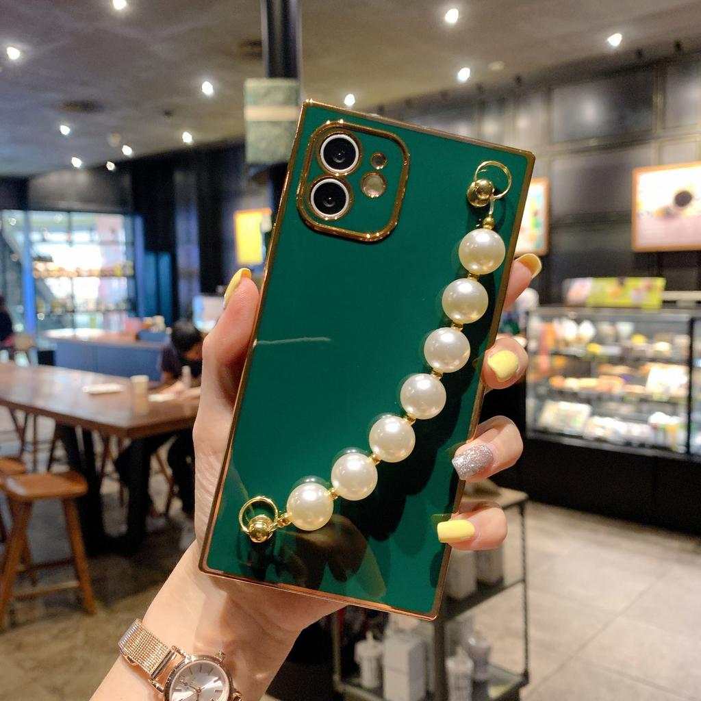 Electroplating bracelet is suitable for iphone13 Apple 11/XR candy square fine hole silicone mobile phone case Apple 8P