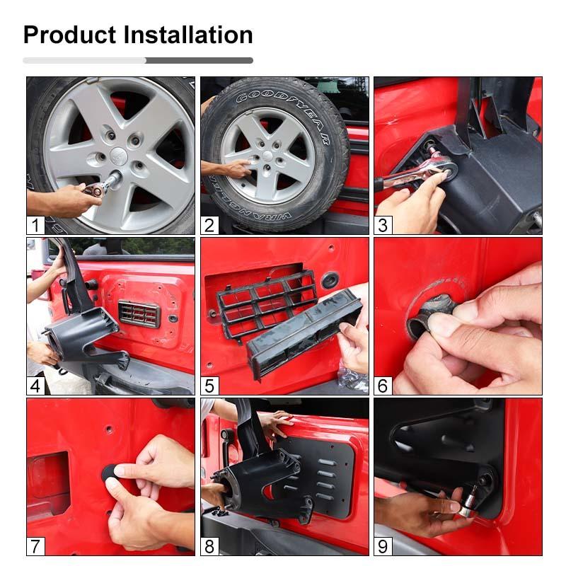 Reserveradträger-Füllplatte, Heckklappenstopfen, Entlüftungsplattenabdeckung mit langlebigem Gummistopfen-Set für Jeep Wrangler JK & JKU 2007–2017