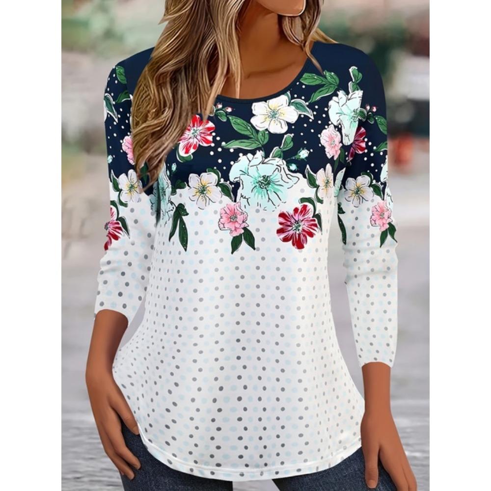 Vibrant Floral 3D Print O-Neck Long Sleeve T-Shirt Fashion Pattern Women Clothing Casual Y2k Clothes Harajuku Female Clothing