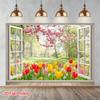 2D Spring Forest View Through Window Photo Booth Background