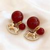 Maillard koffiekleurige amber oorbellen dames herfst en winter high-end pendelstijl oorbellen lichte luxe niche design oorbellen