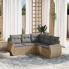 Vidaxl 5-Cz. Garden Furniture Set With Cushions, Beige, Poly Rattan