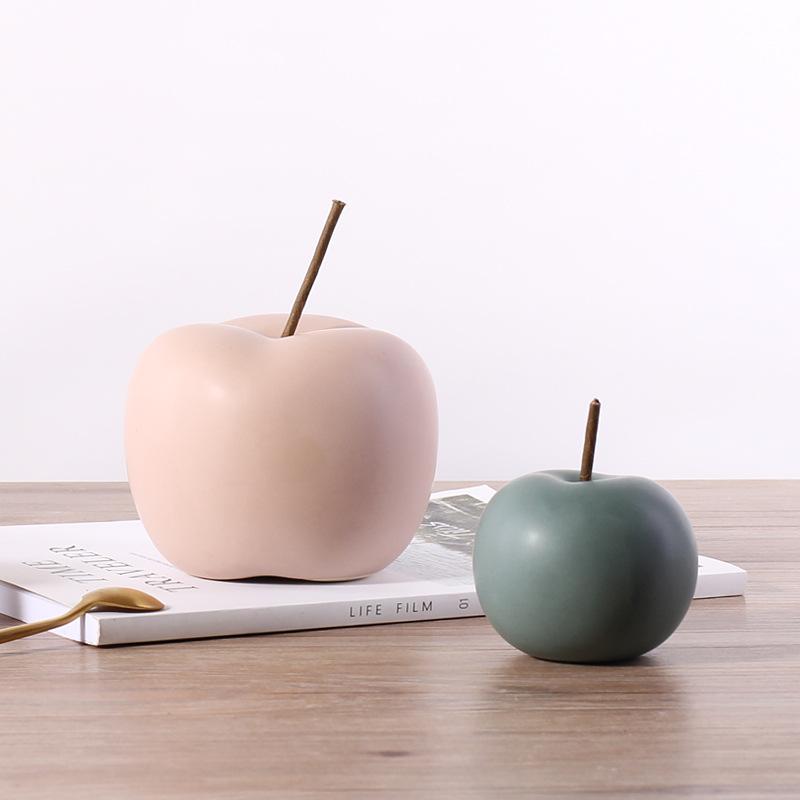 Nordic Ceramic Apple Sculpture Ornament Modern minimalist living room TV cabinet home soft decoration Fruit decor small ornament