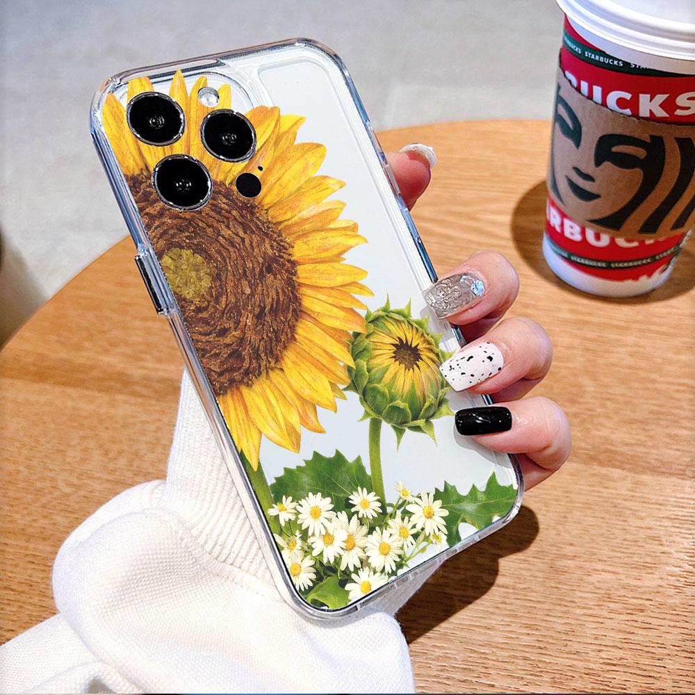 Sunflower Bud and Daisies Transparent soft TPU Phone Case for Xiaomi Redmi Note 15 14 13 12 11 10 9 Pro Plus 4G 5G Soft Cover