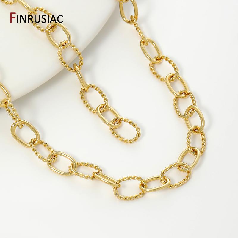 18K Gold Plated Brass Large Oval Chain Link Bulk Chains for Jewelry Making DIY Necklace Bracelet Supplies Craft Accessories