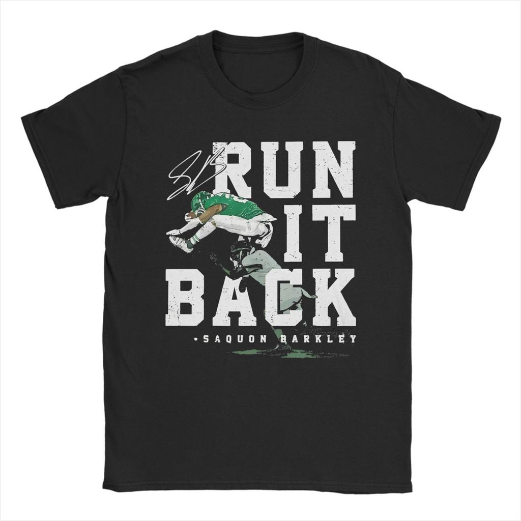 Saquon Barkley Fly The Reverse Hurdle T-shirt för Män 100% Bomull Rolig T-shirt Rugby Örn T-shirts Kortärmade Kläder Plus Size