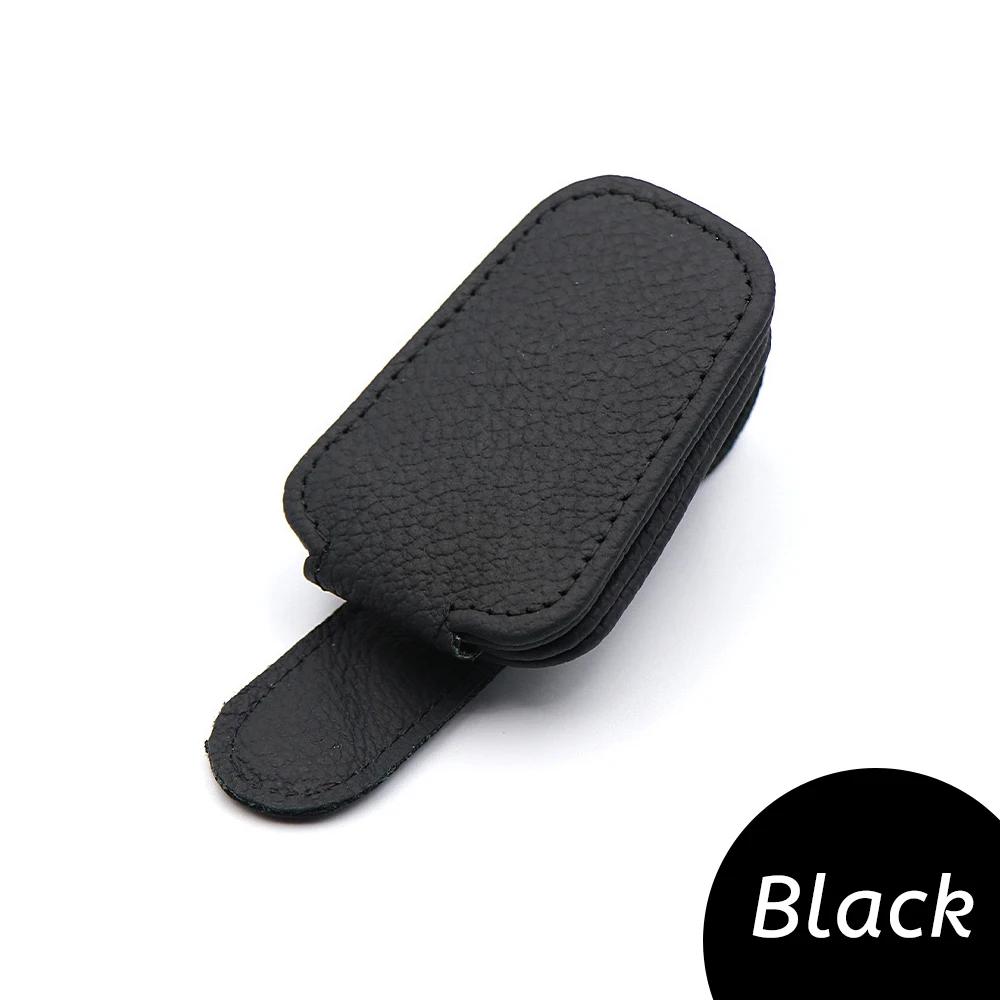 Magnetic Car Sunglasses Holder - Luxury Cowhide Leather Visor Clip for Eyewear Protection (4 Colors)