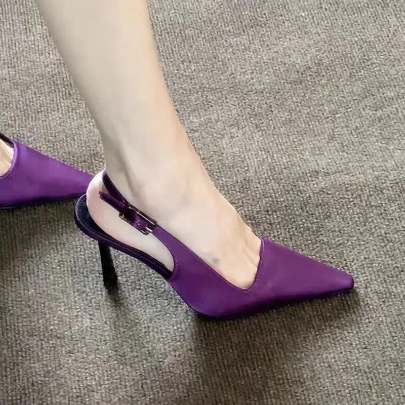 2025 New Designer Summer Women Sandals Fashion Pointed Toe Singbacks Shoes Ladies Party Dress High Heel Stripper
