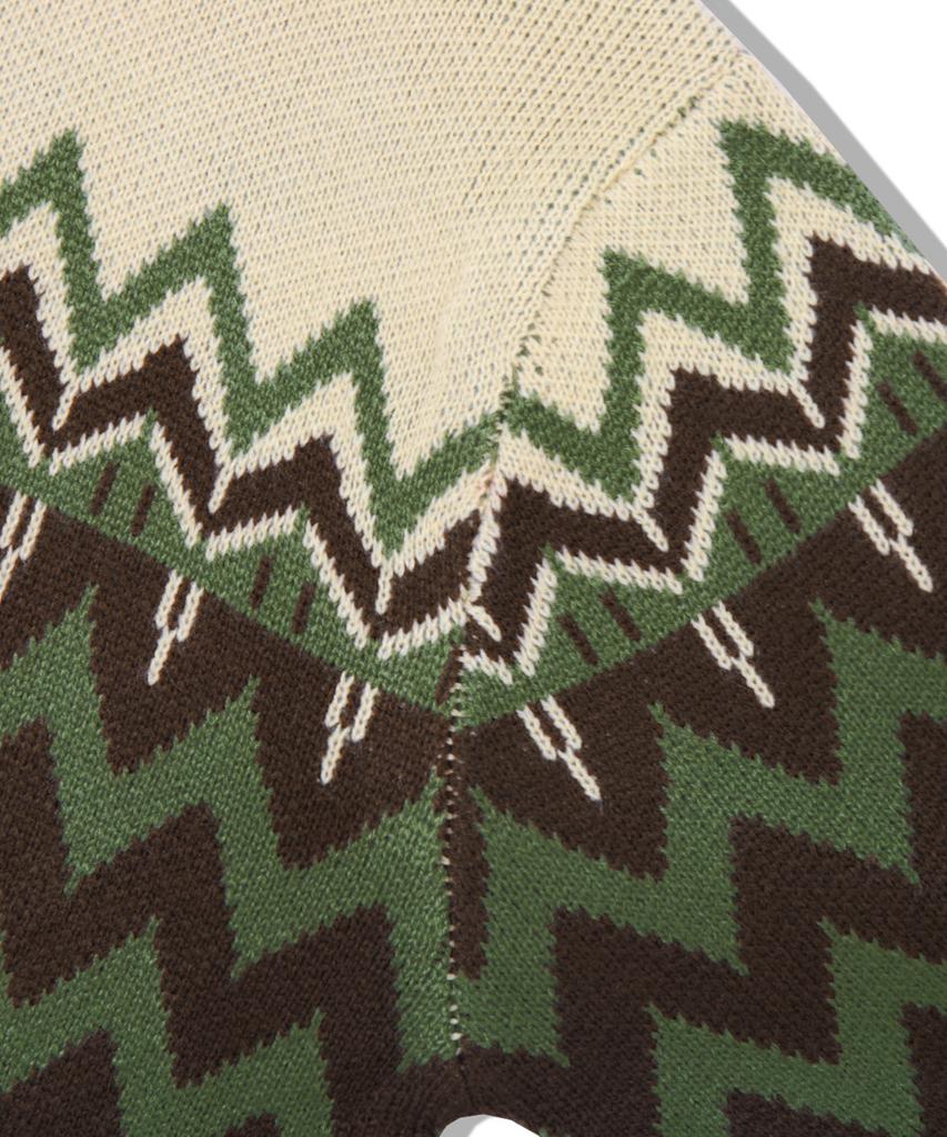 TRILLION Washable Nordic Jacquard 2-Way Hooded Zip-Up Knit [Beige]