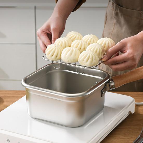 Stainless Steel Deep Fryer 5-in-1 Fryer Steamer Baker Strainer Portable Outdoor Cooking Pot with Basket