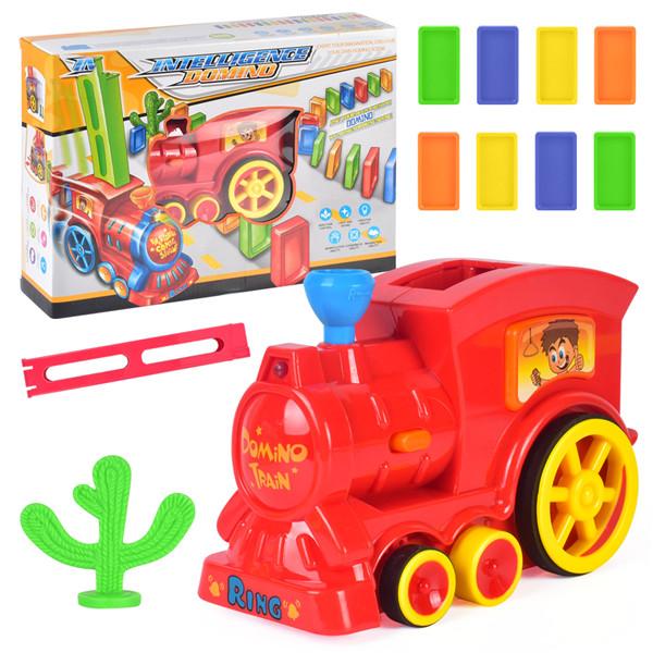 Electric Domino Train Car Automatic Set Up 60pcs Colorful Plastic Dominoes Toys Educational Toys Kids Gift