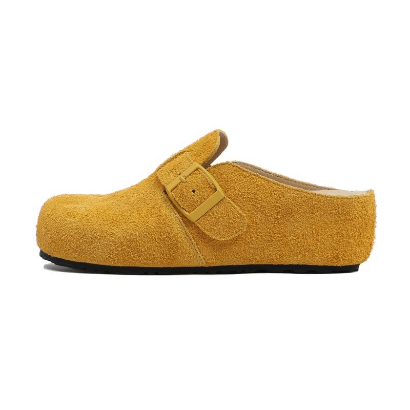 Cowhide Version~ Inner Height Increase Cm Women's Leather Thick-soled Casual Shoes Soft-soled Bag Head Half Slippers