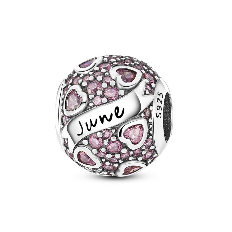 925 Silver Colorful Round CZ Zircon Charm Beads for  Bracelet Pendant Jewelry Gift