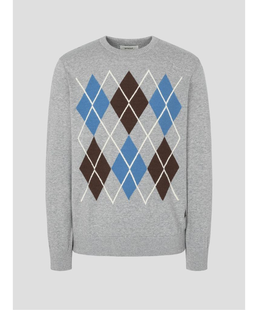 Binpolmen Cotton Argyle Knit Light Grey