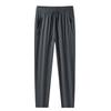 Summer Ice Silk Quick Drying Casual Pants for Men, Thin Straight Leg Pants, Breathable Large Size, Loose Fit, Sports Ankle Pants for Men