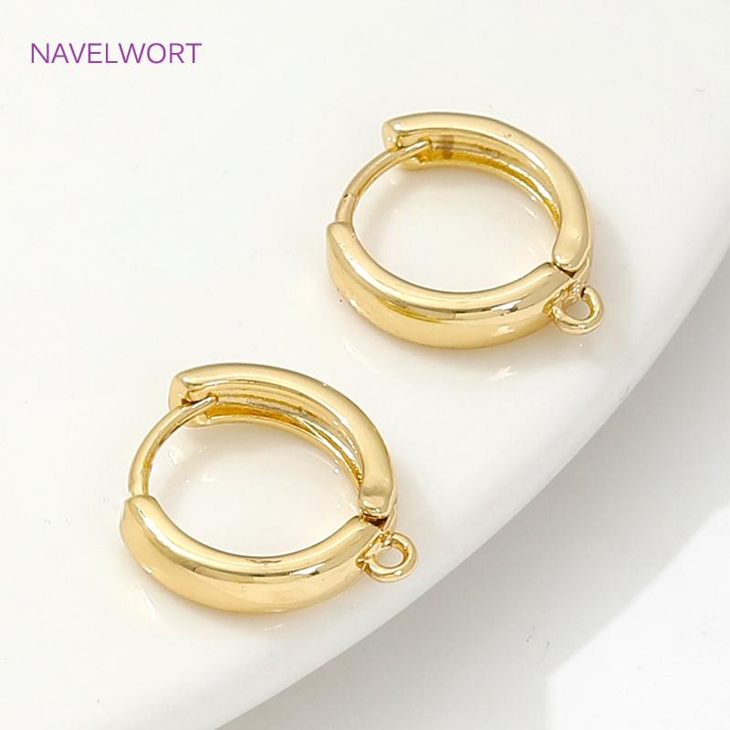 18K Gold Plated Round Shvenzy Earwires,Brass Earring Hooks Findings,Fasteners For Earrings,DIY Jewelry Making Accessories