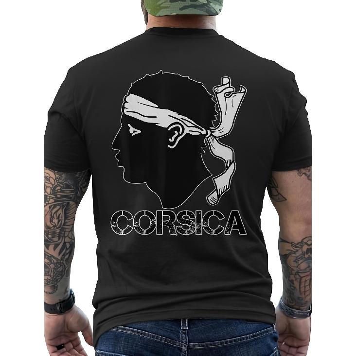 Men'S Corsican Heritage Graphic T-Shirt - Celtic Knot & Corsica Map Back Print with Corsican Flag Colors, Male Figure & Corsica Text Logo, Black