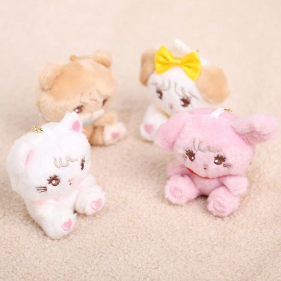 Plush Animal Keychain Stuffed Cartoon Dog Cat Rabbit Bear Doll Key Ring Pendant Bag Charm Backpack Hanging