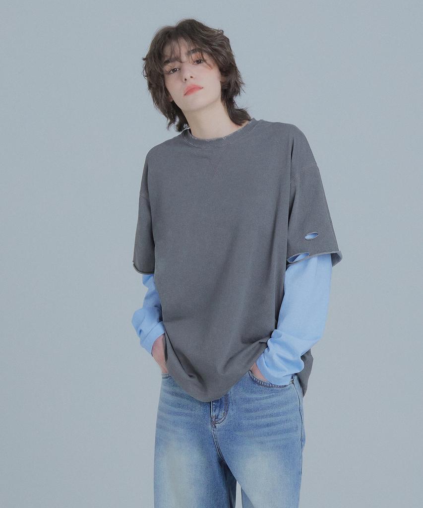 Peulaentigseobiseu Vintage Layered Long Sleeve - Charcoal