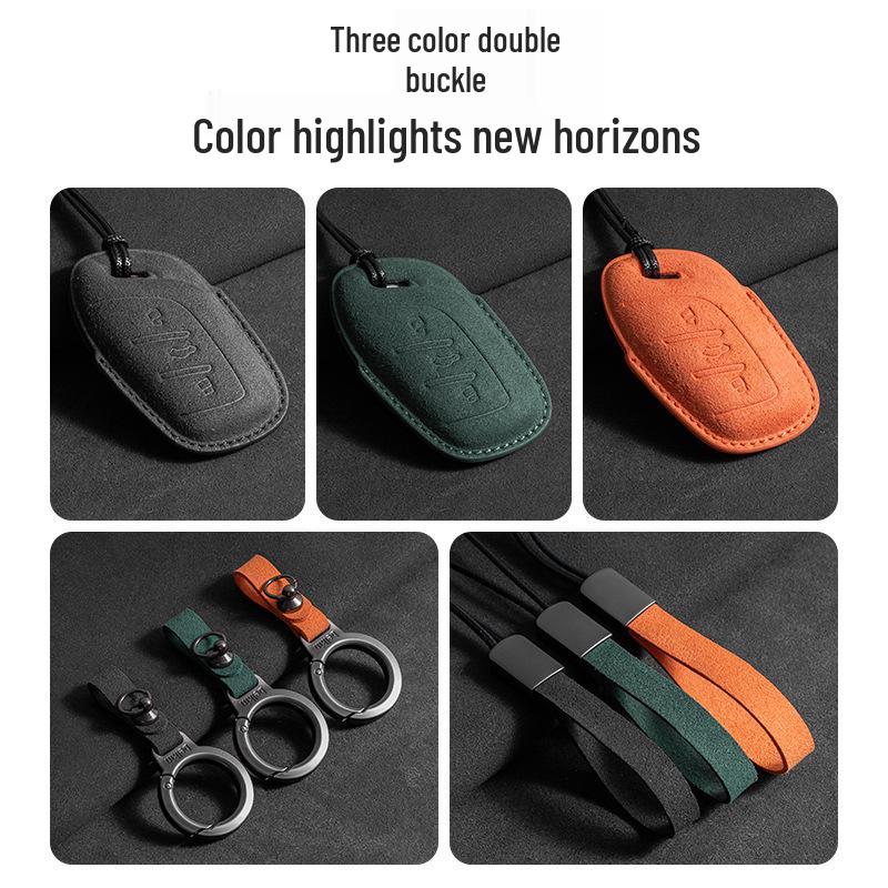 MG Car Key Case for MG5, ZS, MG6, MG4-6: Suede Shield & Buckle Style
