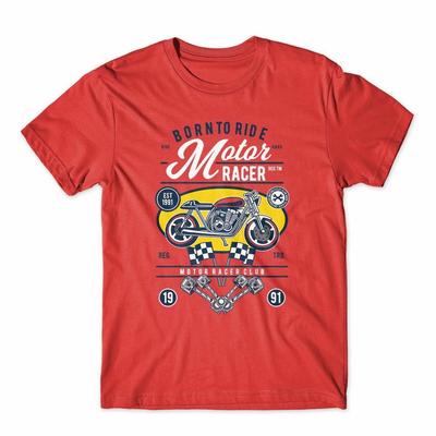 Born To Ride Motorradrennfahrer T-Shirt 100% Baumwolle Premium T-Shirt NEU